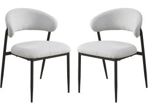 Set of 2 "Edena" fabric and metal dining chairs - Light gray