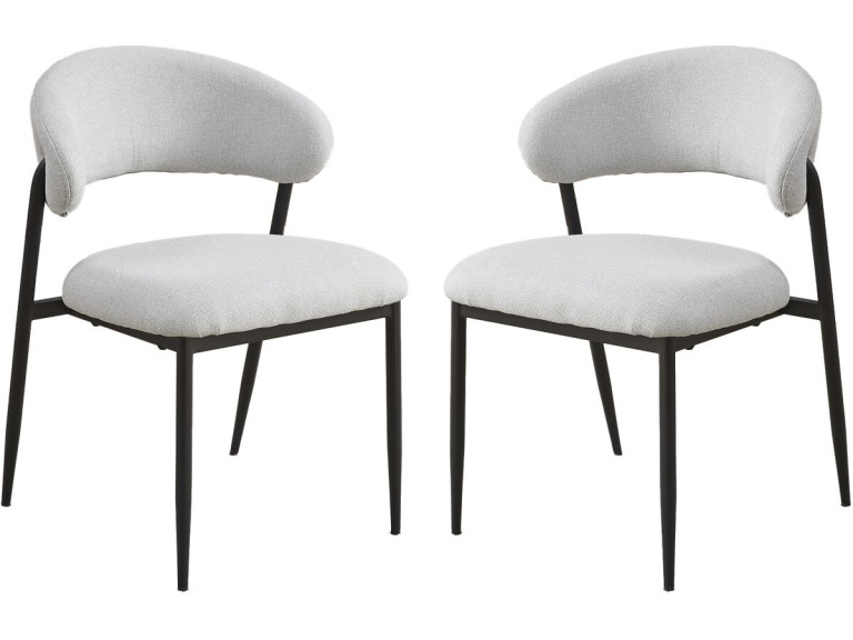 Set of 2 "Edena" fabric and metal dining chairs - Light gray