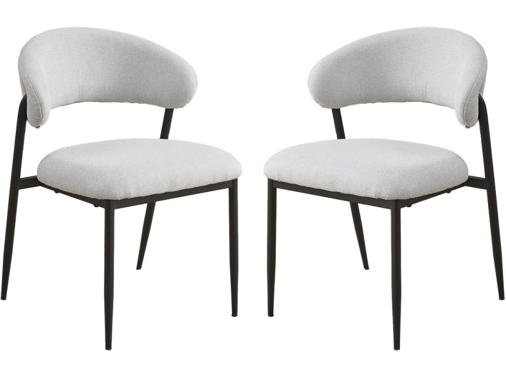 Set of 2 "Edena" fabric and metal dining chairs - Light gray