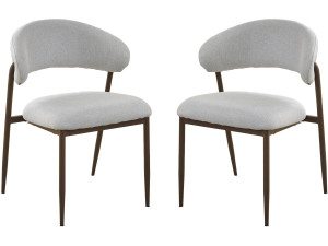 Set of 2 "Edena" fabric and metal dining chairs - Light gray
