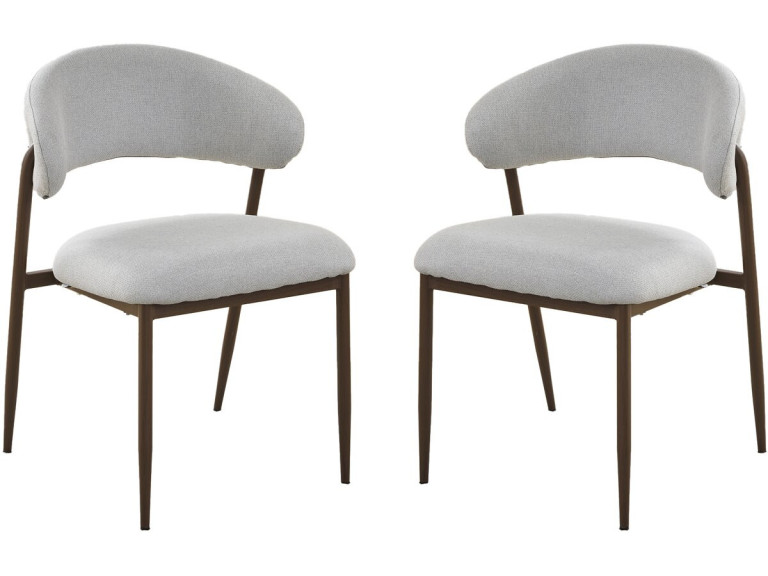 Set of 2 "Edena" fabric and metal dining chairs - Light gray