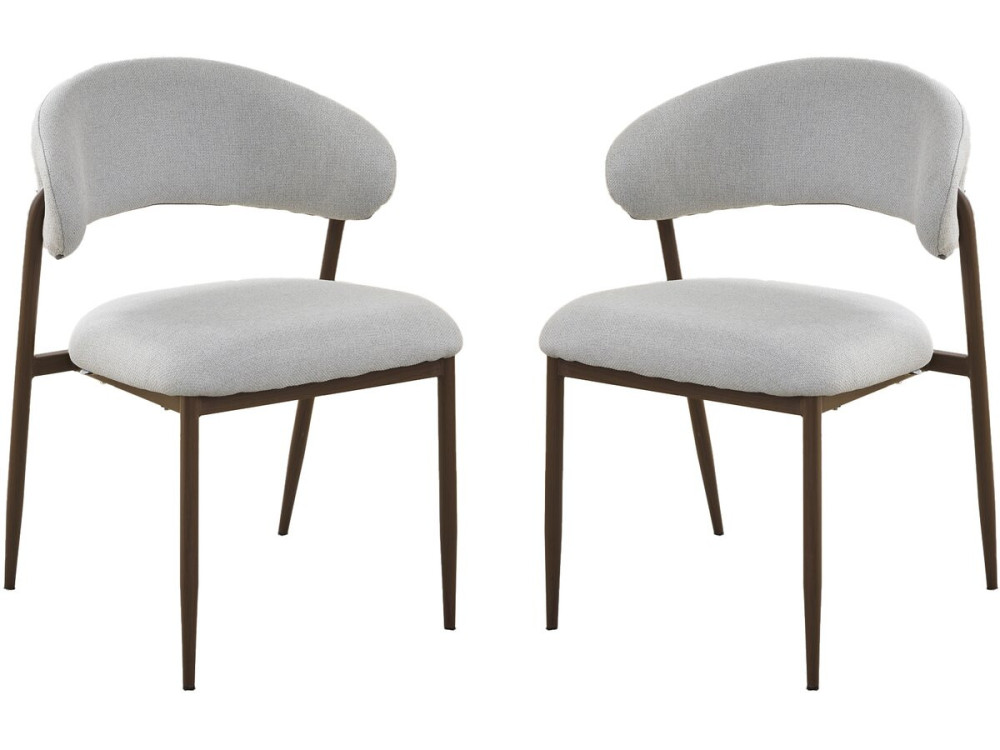Set of 2 "Edena" fabric and metal dining chairs - Light gray