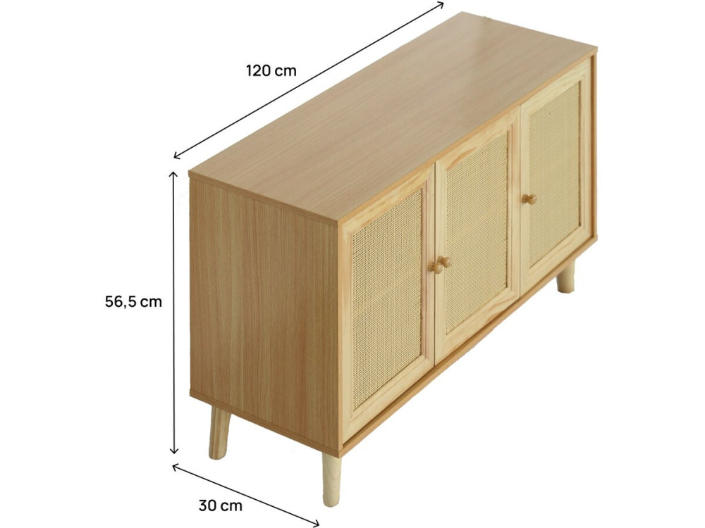 Neuille cane style sideboard - 120 x 40 x 71.5 cm - Beige