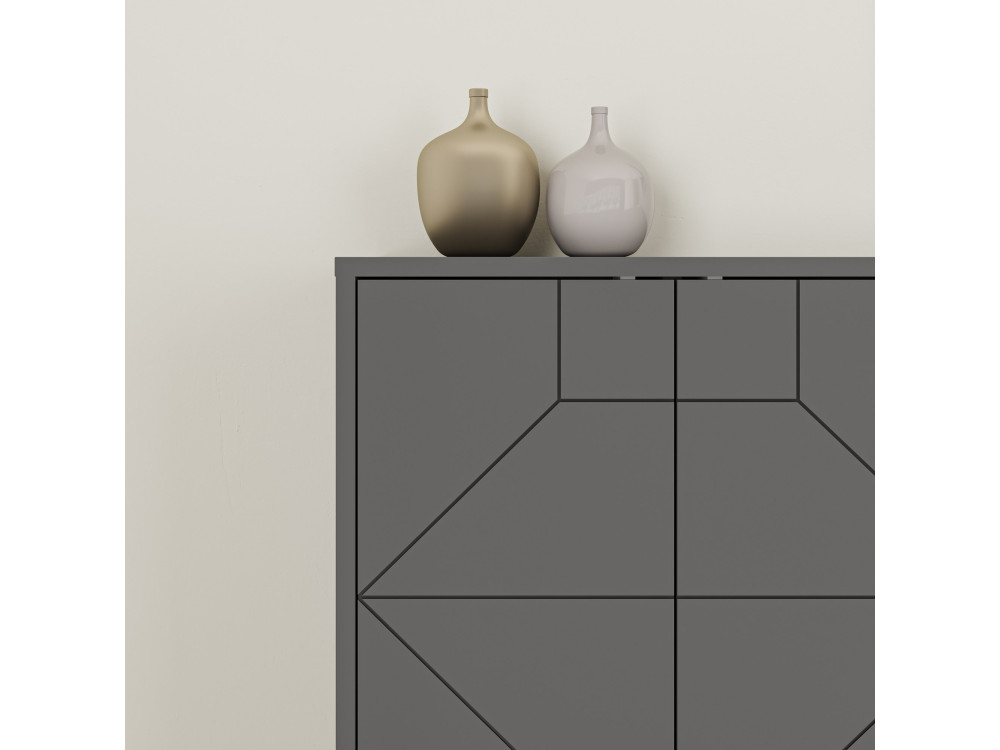 Dune" wooden sideboard - 183 x 35 x 77 cm - Anthracite