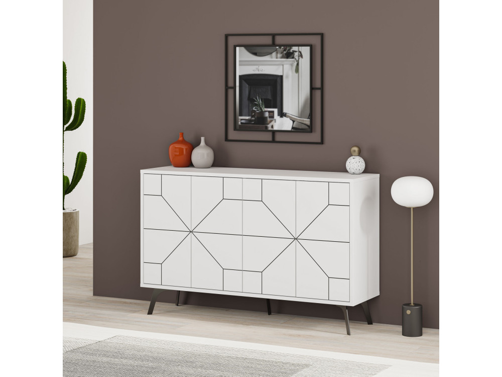 Dune" wooden sideboard - 123 x 35 x 62 cm - White