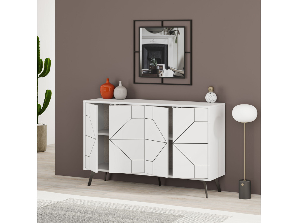Dune" wooden sideboard - 123 x 35 x 62 cm - White