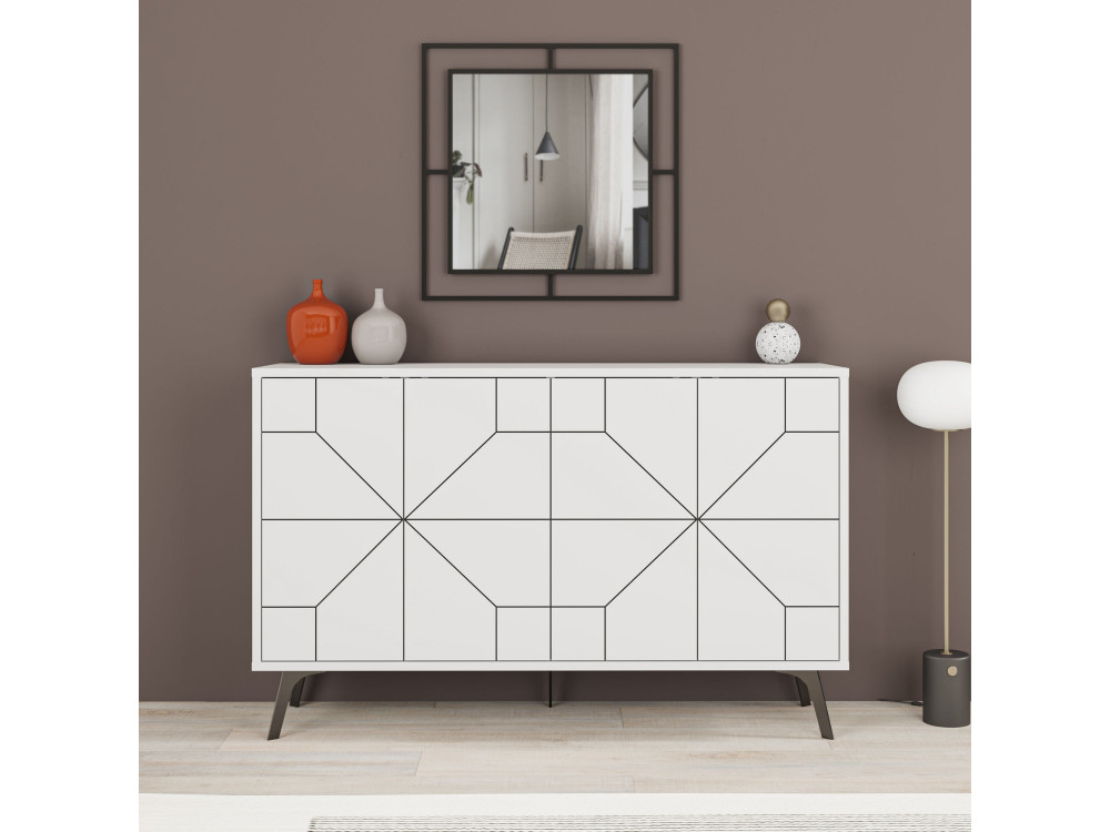 Dune" wooden sideboard - 123 x 35 x 62 cm - White