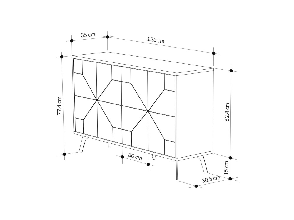 Dune" wooden sideboard - 123 x 35 x 62 cm - White