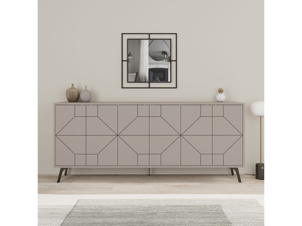 Dune" wooden sideboard - 184 x 35 x 77 cm - Light mocha brown
