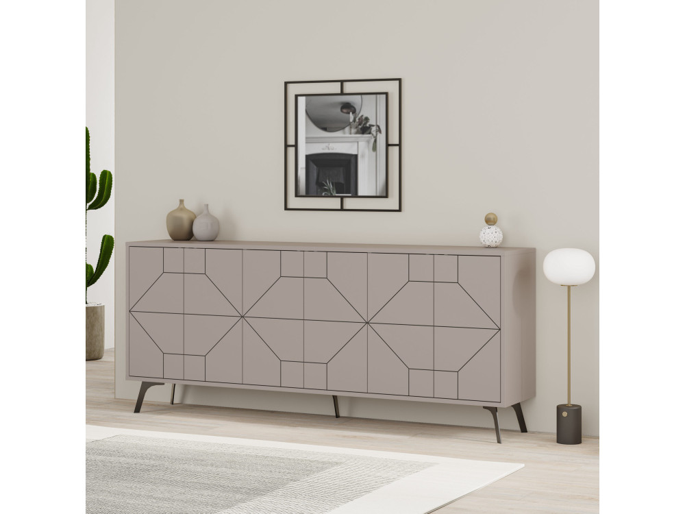 Dune" wooden sideboard - 184 x 35 x 77 cm - Light mocha brown