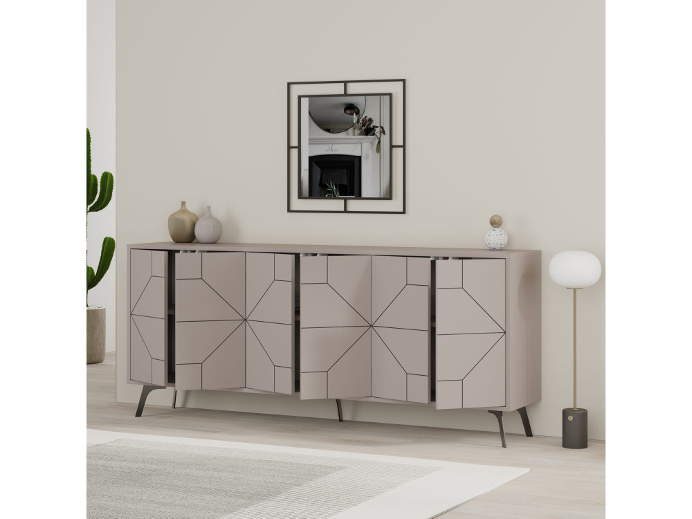 Dune" wooden sideboard - 184 x 35 x 77 cm - Light mocha brown
