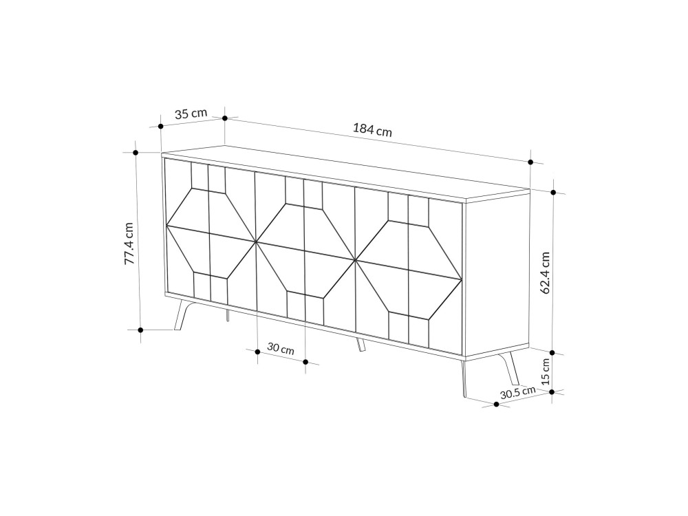 Dune" wooden sideboard - 184 x 35 x 77 cm - Light mocha brown