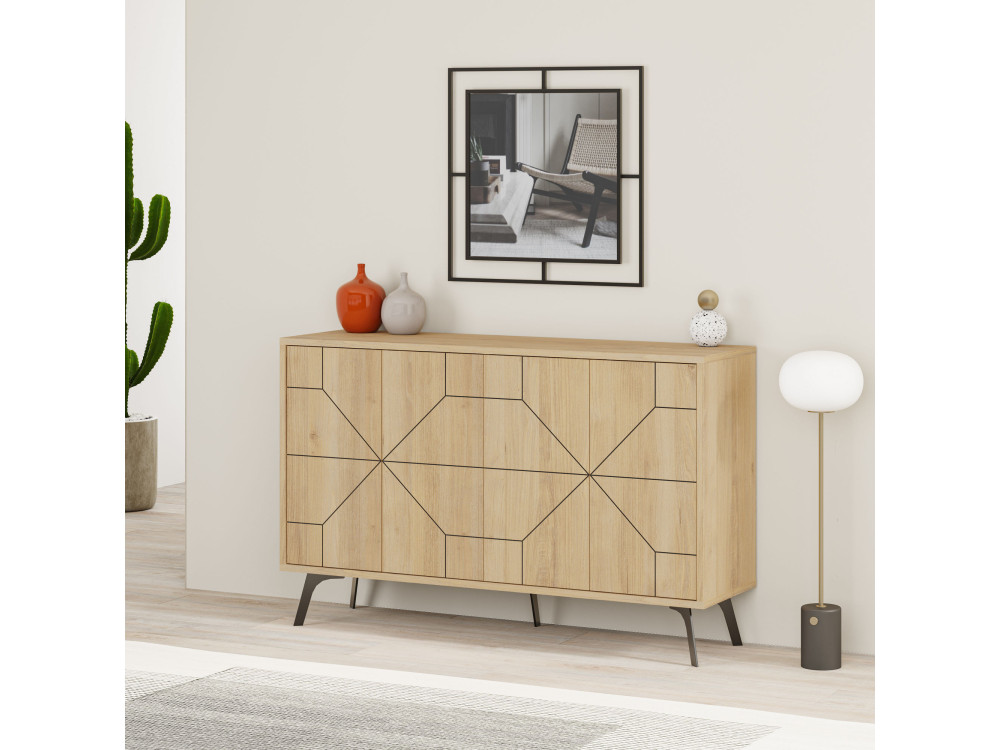 Dune" wooden sideboard - 123 x 35 x 62 cm - Beige