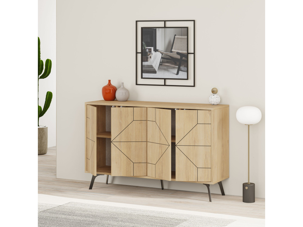 Dune" wooden sideboard - 123 x 35 x 62 cm - Beige