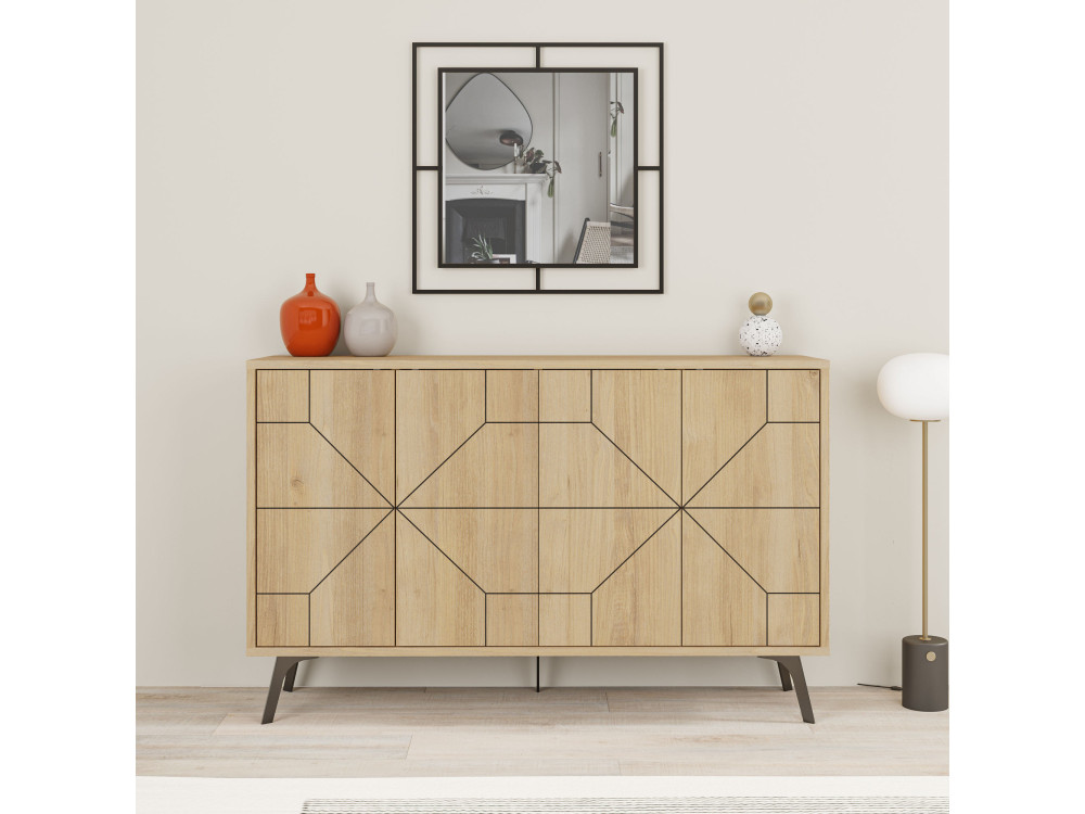 Dune" wooden sideboard - 123 x 35 x 62 cm - Beige