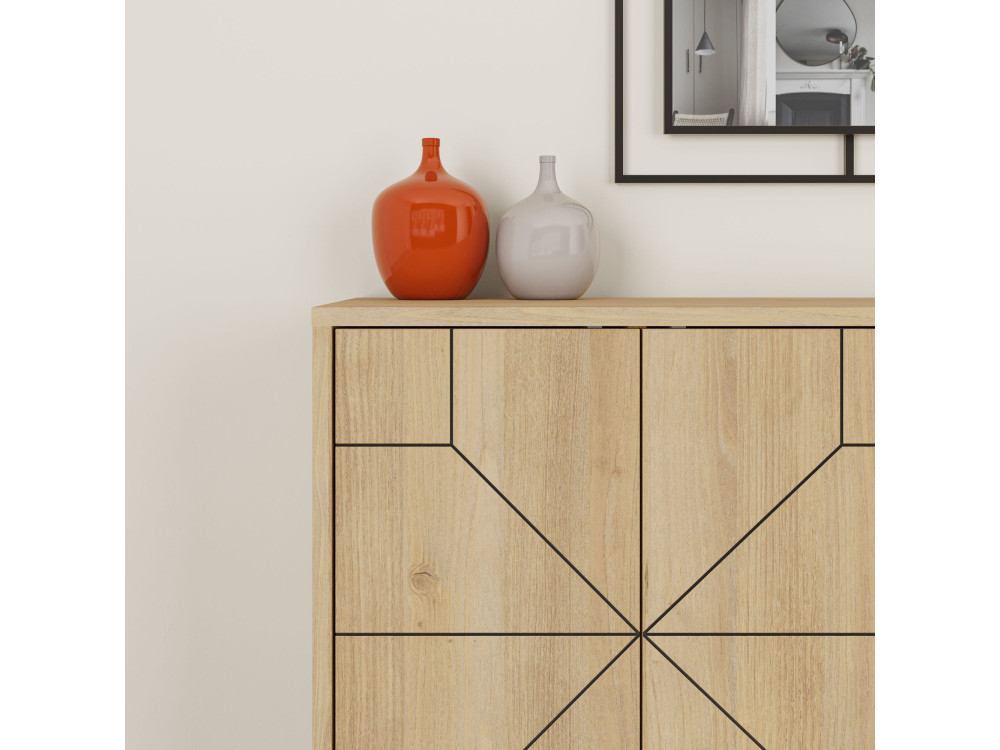Dune" wooden sideboard - 123 x 35 x 62 cm - Beige