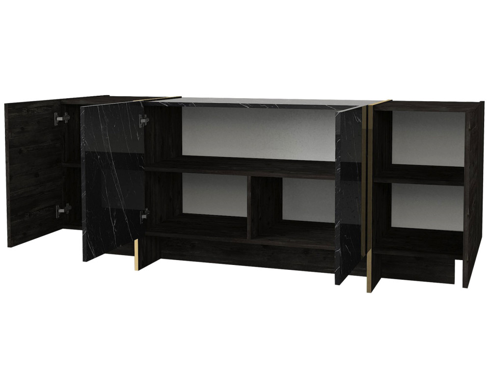 Veyron" wooden sideboard - 180 x 46 x 75 cm - Black Gold