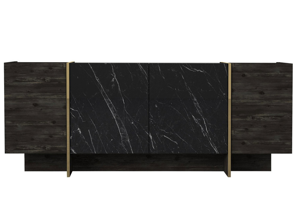 Veyron" wooden sideboard - 180 x 46 x 75 cm - Black Gold