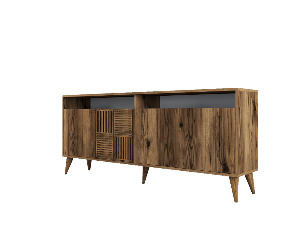 Milan" wooden sideboard - 180 x 35 x 78 cm - Walnut