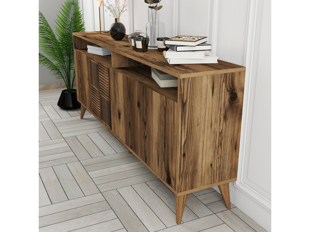 Milan" wooden sideboard - 180 x 35 x 78 cm - Walnut
