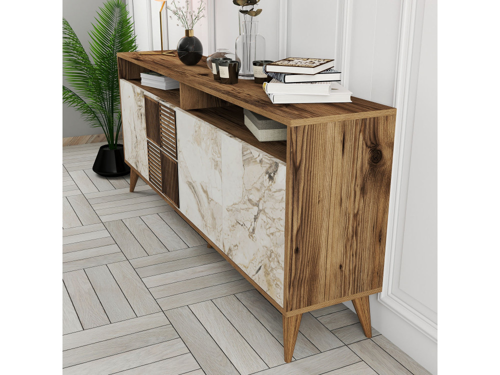 Milan" wooden console 180 x 35 x 78 cm - Walnut