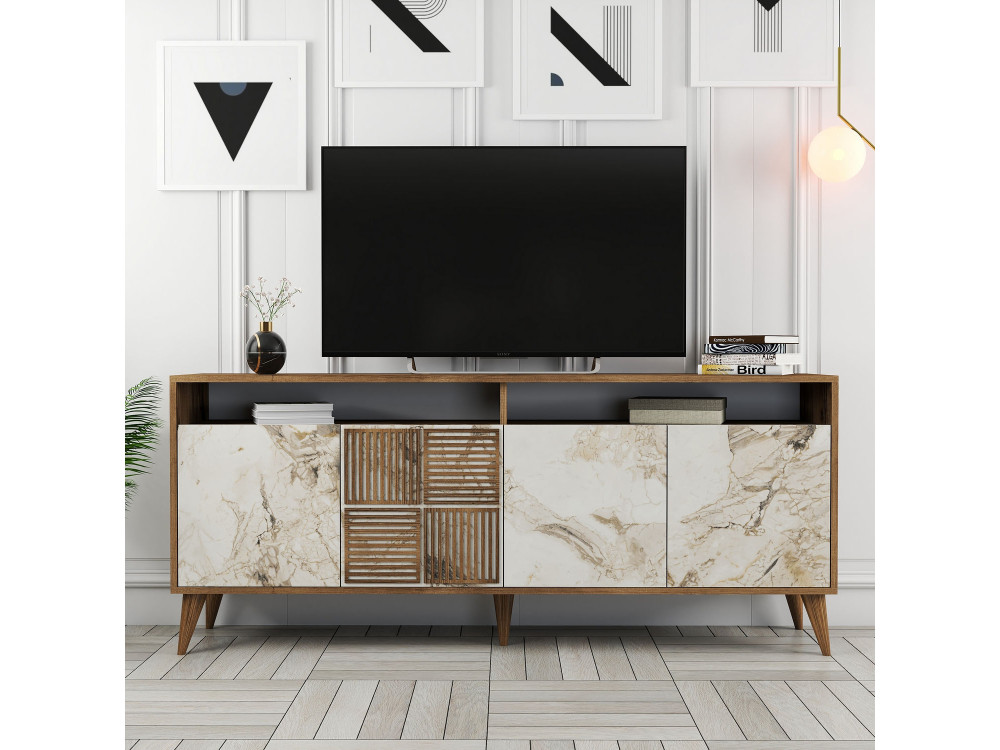 Milan" wooden console 180 x 35 x 78 cm - Walnut