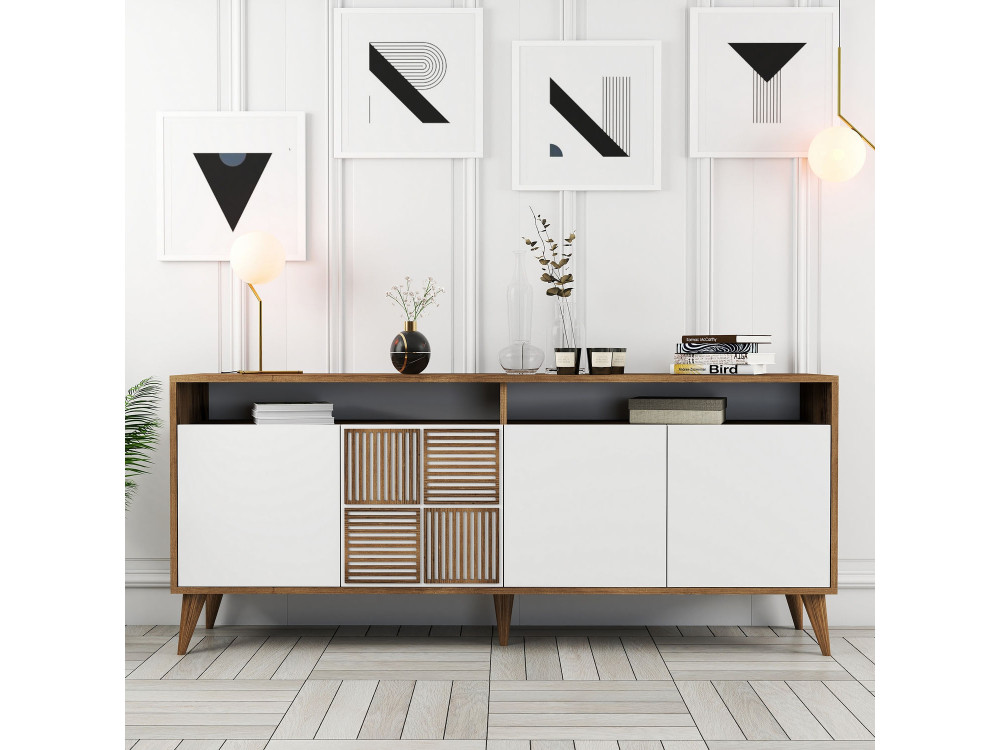 Milan" wooden sideboard - 180 x 35 x 78 cm - White