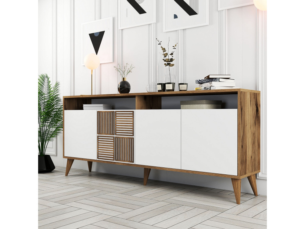 Milan" wooden sideboard - 180 x 35 x 78 cm - White