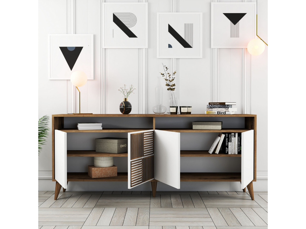 Milan" wooden sideboard - 180 x 35 x 78 cm - White