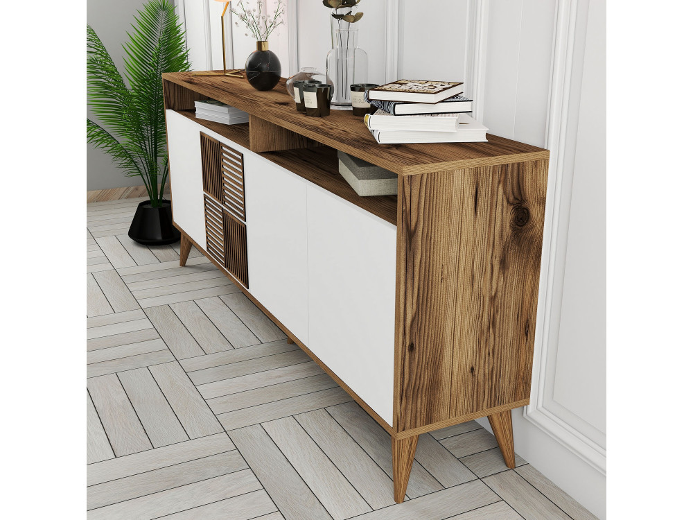 Milan" wooden sideboard - 180 x 35 x 78 cm - White