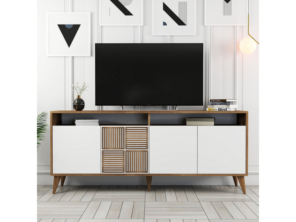 Milan" wooden sideboard - 180 x 35 x 78 cm - White