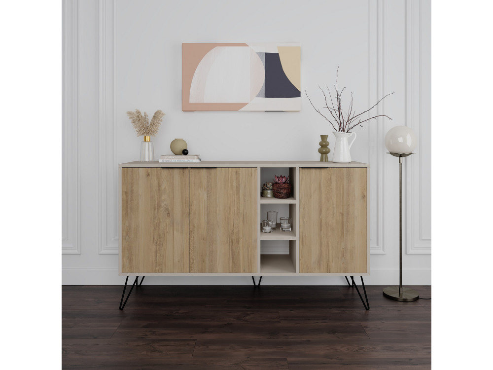 Clara" wooden sideboard - 142 x 36 x 83 cm - Stoneware