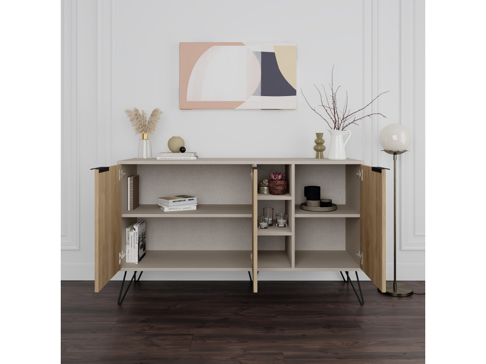 Clara" wooden sideboard - 142 x 36 x 83 cm - Stoneware