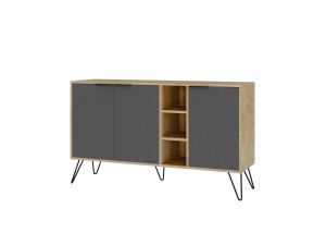 Clara" wooden sideboard - 142 x 36 x 83 cm - Charcoal grey