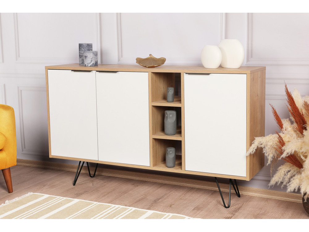 Clara" wooden console 142 x 35.6 x 83 cm - Oak