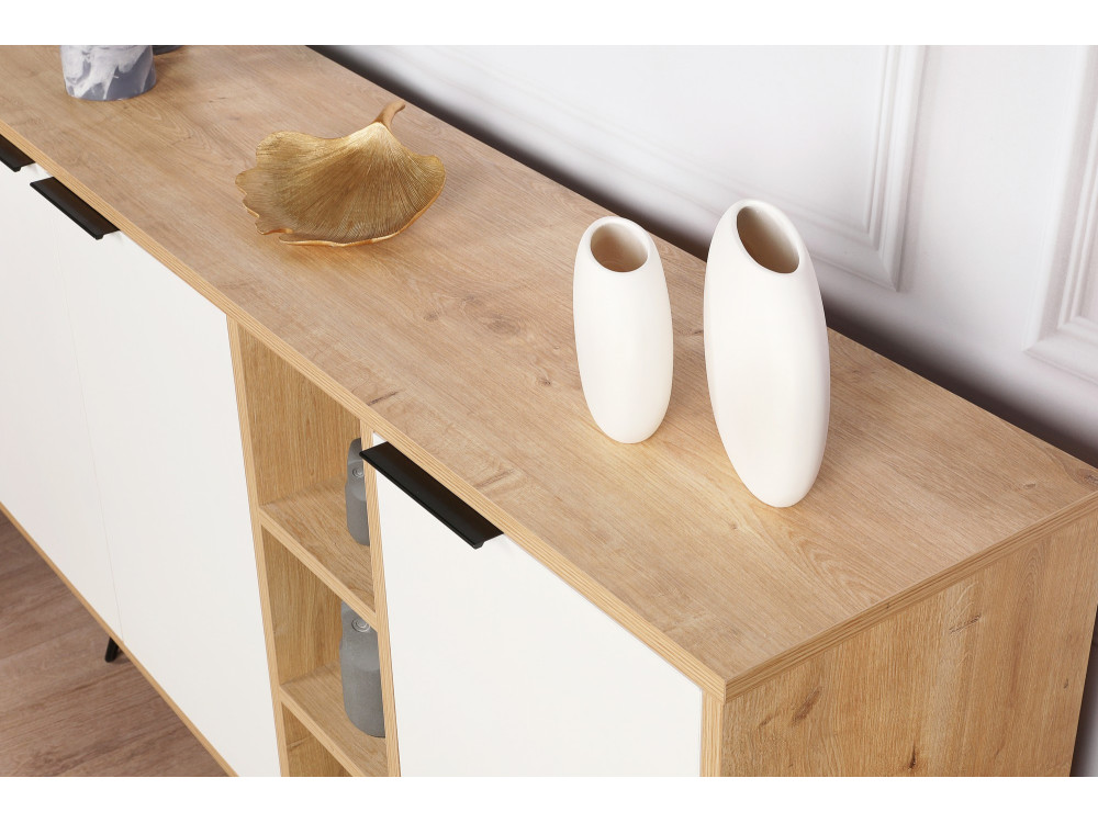 Clara" wooden console 142 x 35.6 x 83 cm - Oak