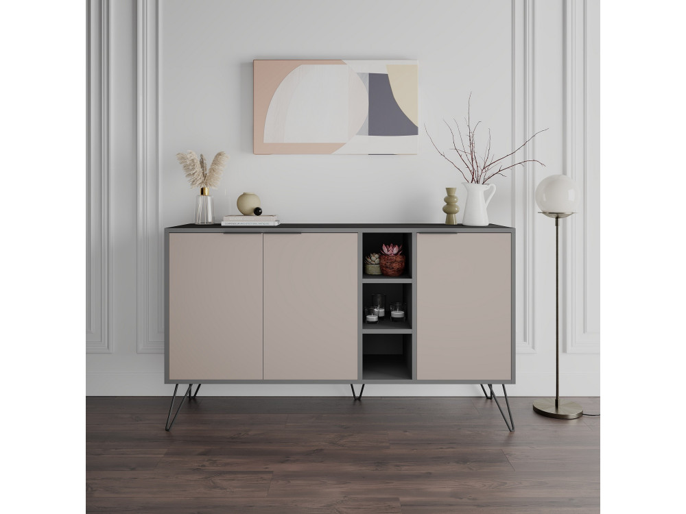 Clara" wooden sideboard - 142 x 36 x 83 cm - Light mocha brown