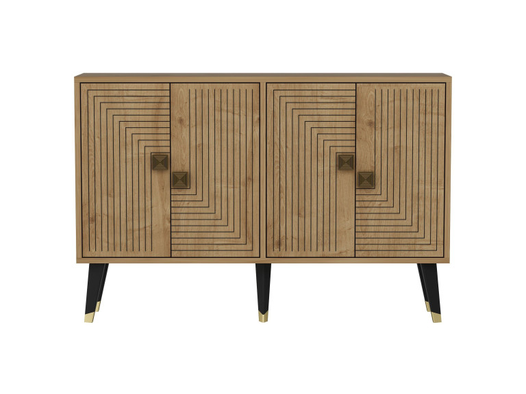 Ahart" wooden sideboard - 120 x 30 x 80 cm - Gold Sapphire Oak