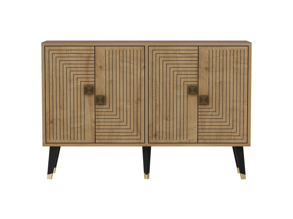 Ahart" wooden sideboard - 120 x 30 x 80 cm - Gold Sapphire Oak