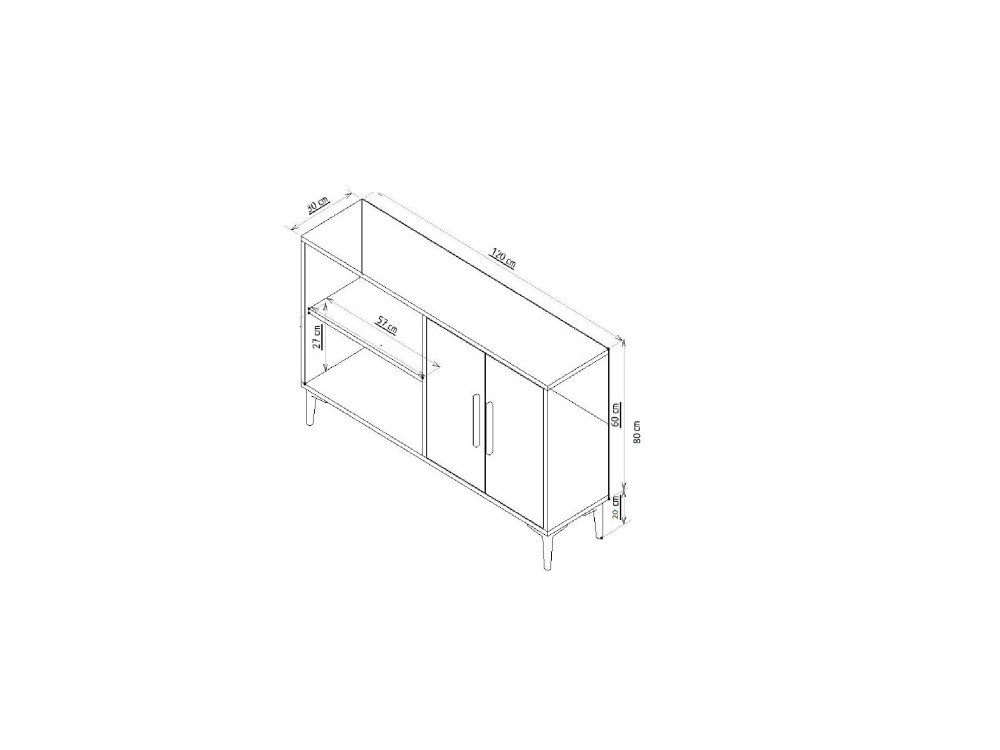 Ahart" wooden sideboard - 120 x 30 x 80 cm - Gold Sapphire Oak