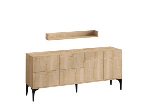 Stella" wooden sideboard - 180 x 40 x 55 cm - Sapphire Oak