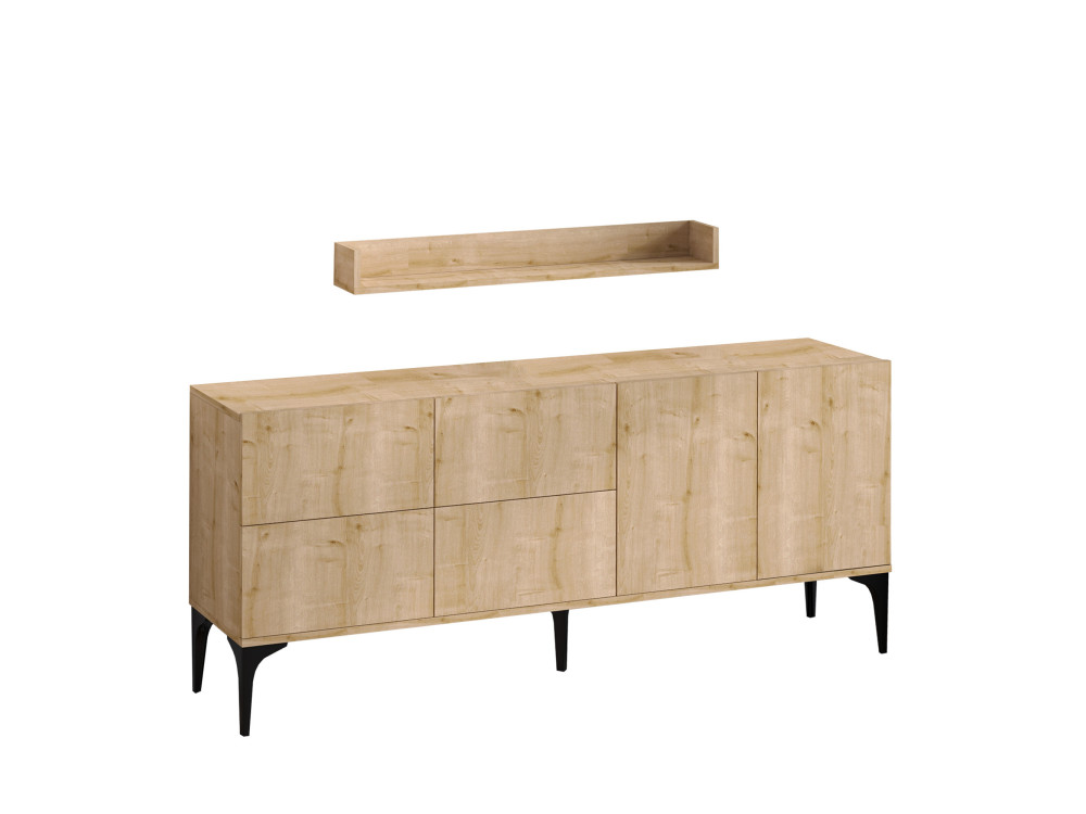 Stella" wooden sideboard - 180 x 40 x 55 cm - Sapphire Oak