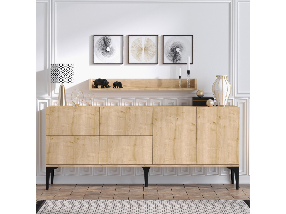 Stella" wooden sideboard - 180 x 40 x 55 cm - Sapphire Oak