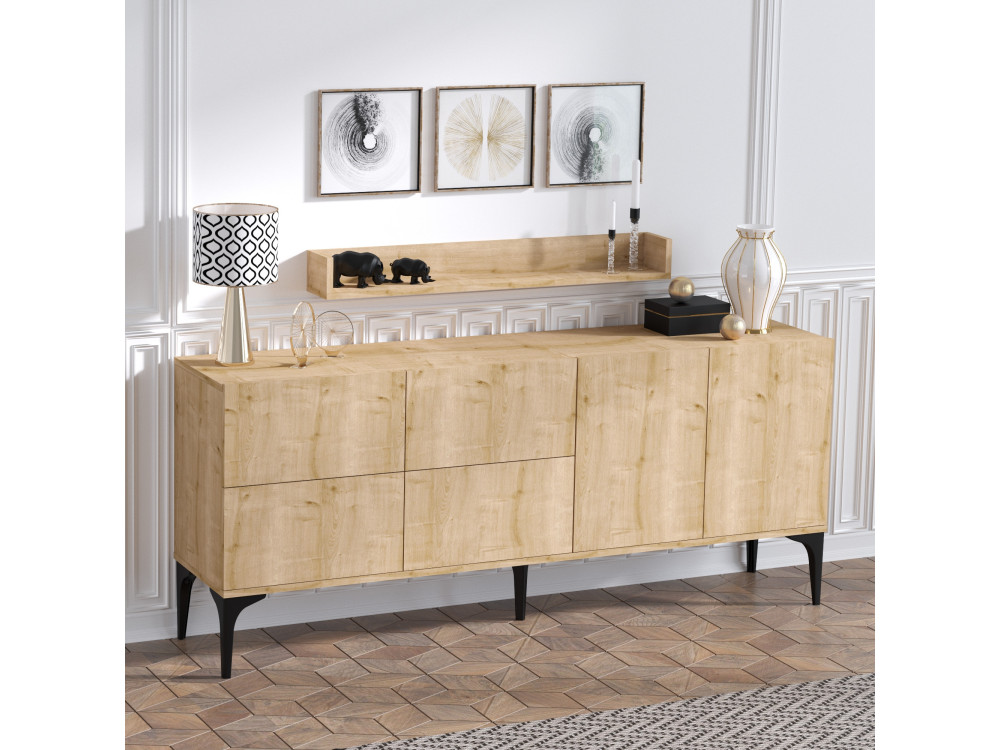 Stella" wooden sideboard - 180 x 40 x 55 cm - Sapphire Oak