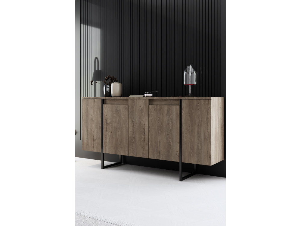 Luxe" wooden sideboard - 160 x 35 x 80 cm - Black Walnut