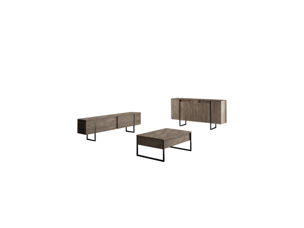 Luxe" wooden sideboard - 160 x 35 x 80 cm - Black Walnut