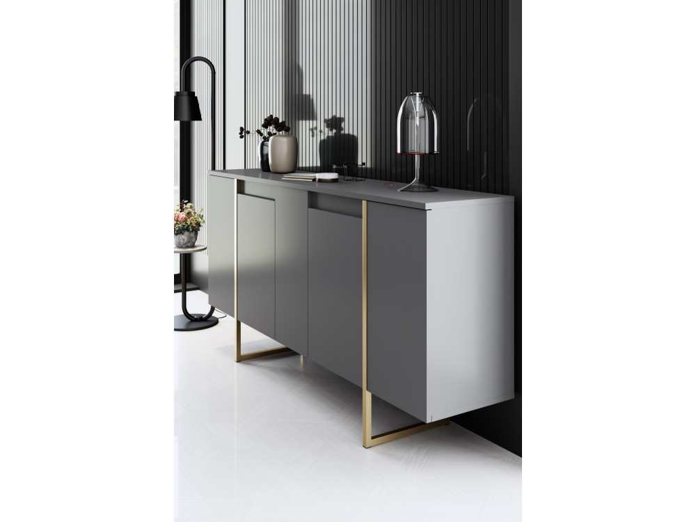 Luxe" wooden sideboard - 160 x 35 x 80 cm - Anthracite Gold