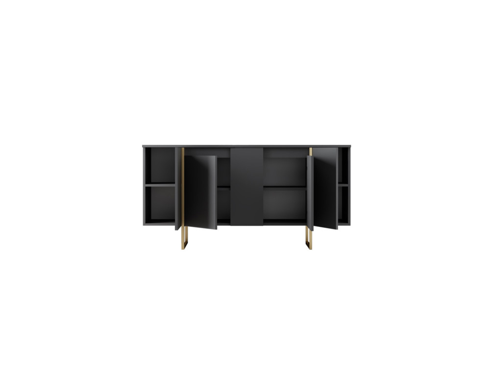 Luxe" wooden sideboard - 160 x 35 x 80 cm - Anthracite Gold