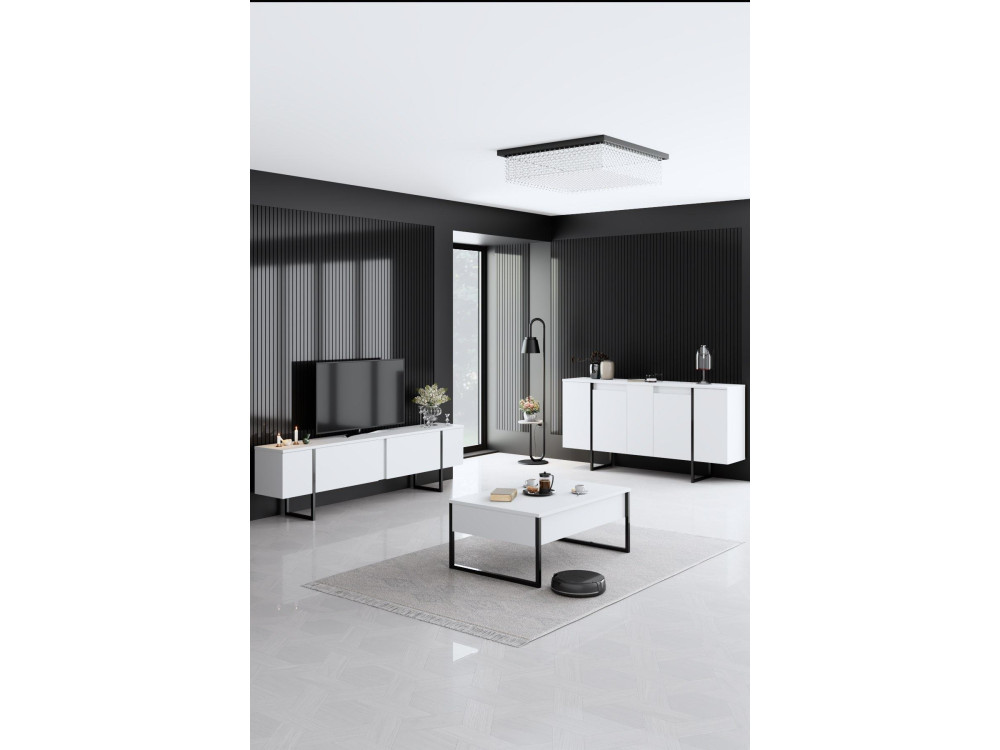 Luxe" wooden sideboard - 160 x 35 x 80 cm - White