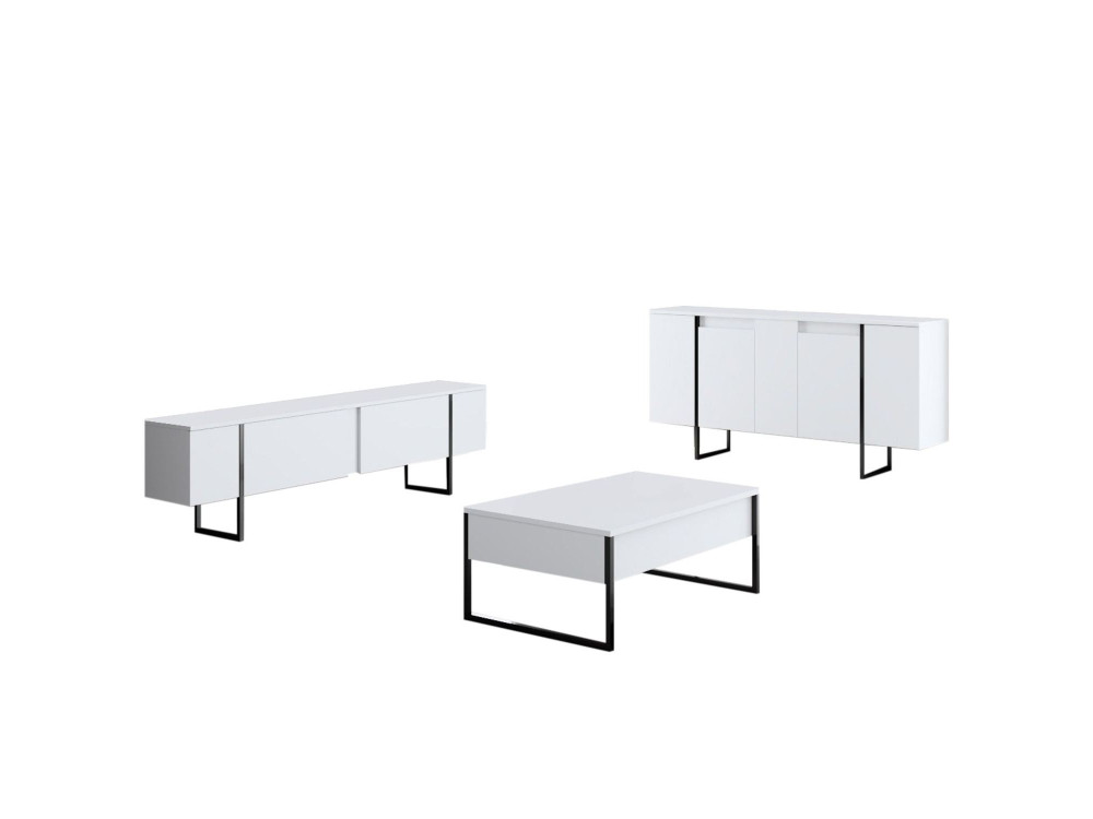 Luxe" wooden sideboard - 160 x 35 x 80 cm - White
